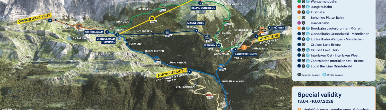 Jungfrau Travel Pass Area Map